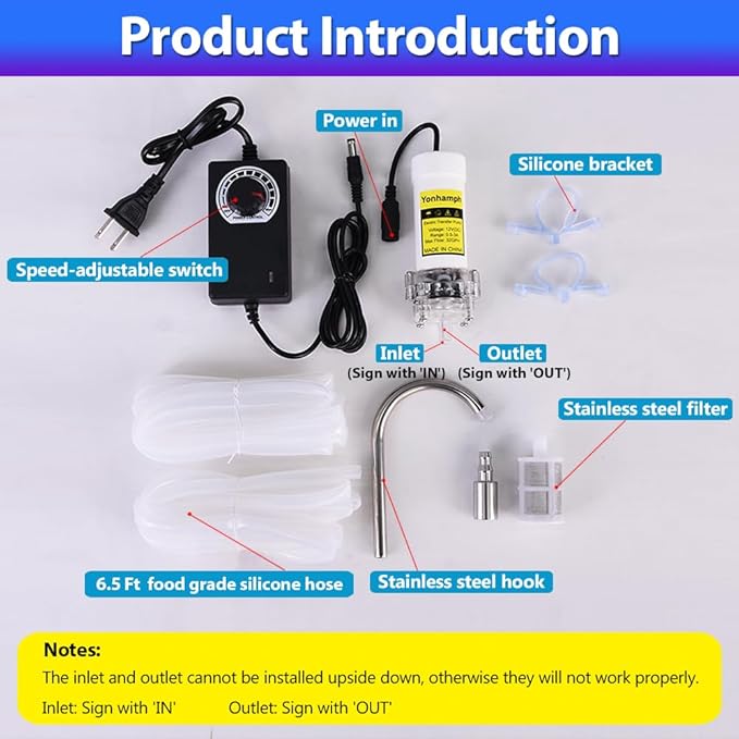 Food Grade Auto Siphon Self Priming Electric Pump for Bottling Home brew Wine,Beer and Kombucha,Water Transfer Pump Kit 100-240V With Speed Adjustable for Ice Maker Coffee Machine Water Cooling,2L/Min