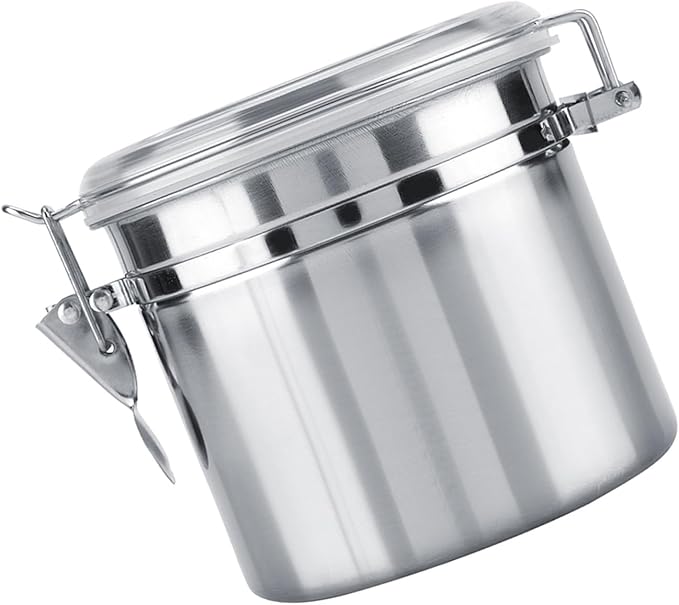 Stainless Steel Coffee Canister, Container Vacuum Sealed Storage Jar with Airtight Clamp Lid for Sugar Tea Bean (Medium 4.75L)