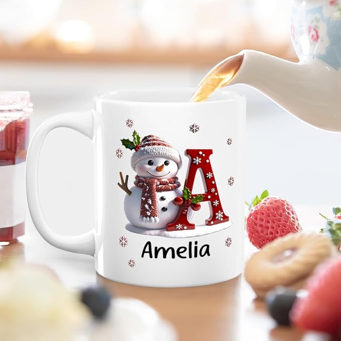Joymade Personalized Ceramic Coffee Mug, Funny Custom Mug for Bestie, Friends, Couple, Coworker, Snowman Lovers (Snowman Merry Christmas)