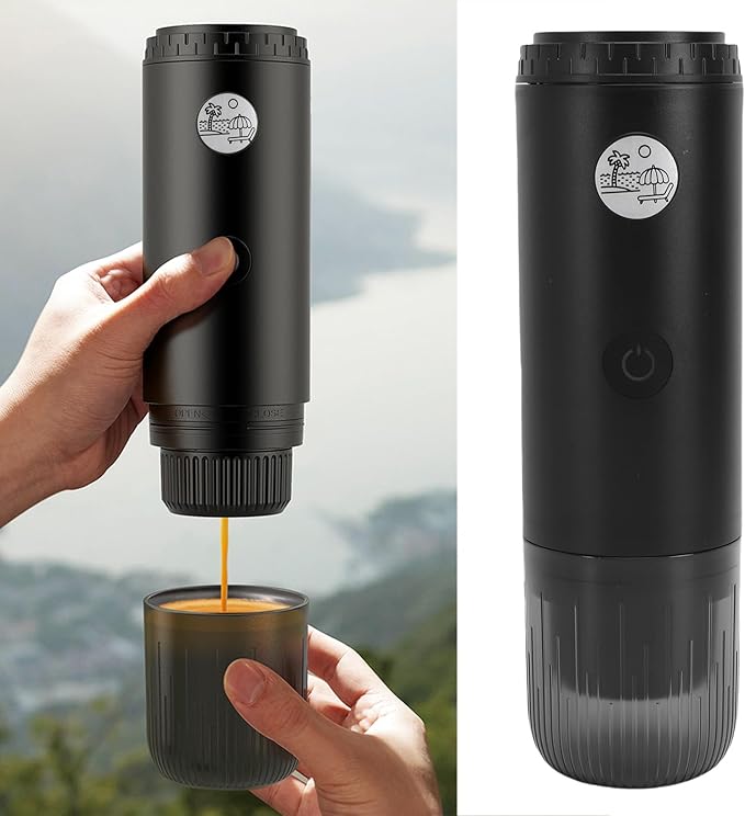 NOENNULL Portable Coffee Maker for Travel 19bar USB Rechargeable Cordless Portable Espresso Machine for Coffee Grounds & Capsules, Ideal for Camping, Hiking, Office, RV