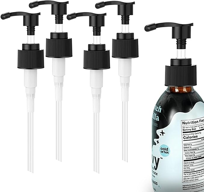 Syrup Pump for Javy Coffee Concentrate 6fl oz, 4 Pack Syrup Pump Dispenser Compatiable with Javy Protein Coffee Concentrate for 177ml Bottle, Replaces Measuring Spoon
