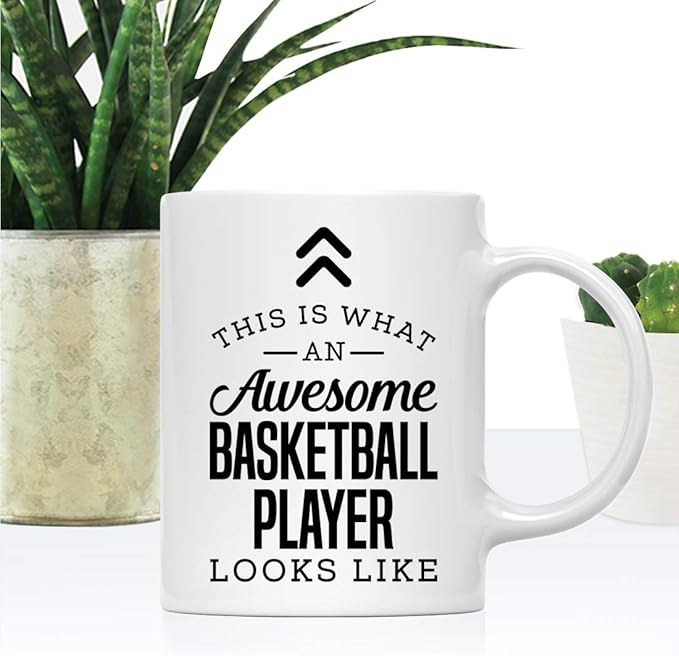 Andaz Press 11oz. Ceramic Coffee Tea Mug Thank You Gift, This is What an Awesome Basketball Player Looks Like, 1-Pack, Birthday Christmas Gift Ideas Coworker Him Her, Includes Gift Box