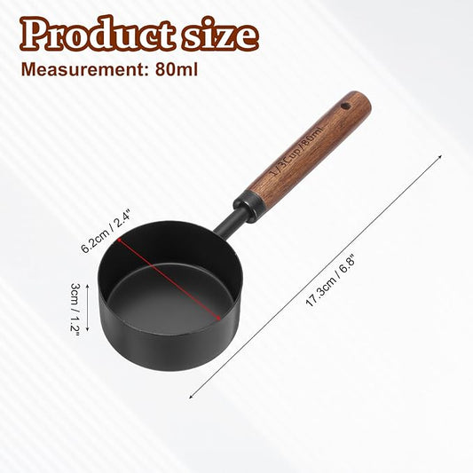 uxcell Measuring Spoon, 80ml Stainless Steel Coffee Scoop Spoon with with Wood Handle for Ground Coffee Tea Sugar Cooking Baking, Black