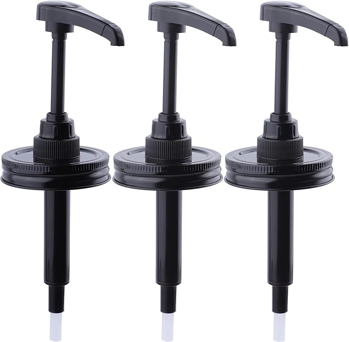 Mason Jar Syrup & Sauce Dispenser Pump Lids for Regular Mouth (2 Pack), Coffee Syrup Dispenser Pump Airtight & Leak-Proof Kitchen Food Grade (Jar Not Included)