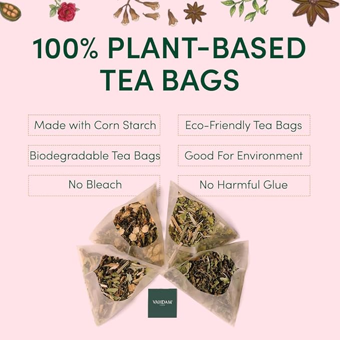VAHDAM, Assorted Chai Tea Variety Pack (6 Delicious Flavors, 36 Eco Friendly Pyramid Tea Bags) Caffeinated, Gluten Free, Non GMO | Indian Masala Chai Tea Blends | Valentines Day Gifts for Him & Her