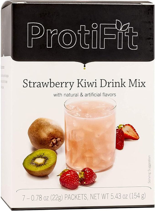 PROTIFIT - High Protein Fruit Flavored Powder Drink Mix, 15g Protein, Low Calorie, Sugar Free, Ideal Protein Compatible, 7 Servings Per Box (Strawberry Kiwi)