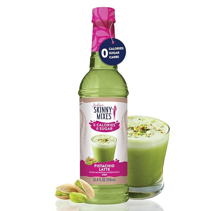 Jordan’s Skinny Mixes Sugar Free Coffee Syrup, Pistachio Coffee Flavoring Syrup, Zero Calorie Drink Mix, Lattes, Baking, Protein Shake or Cocktail, Dairy & Gluten Free, Kosher, 25.4 Fl Oz, 2 Pack