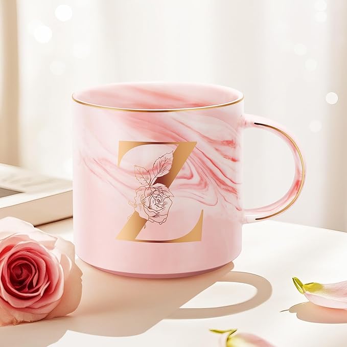 Valentines Day Gifts for Her, Anniversary Birthday Galentines Gifts for Women Mom Grandma Friend Sister Wife Teacher Coworker, Personalized Initial Customized Gift Monogrammed A-Z Coffee Mug 12 OZ(Z)