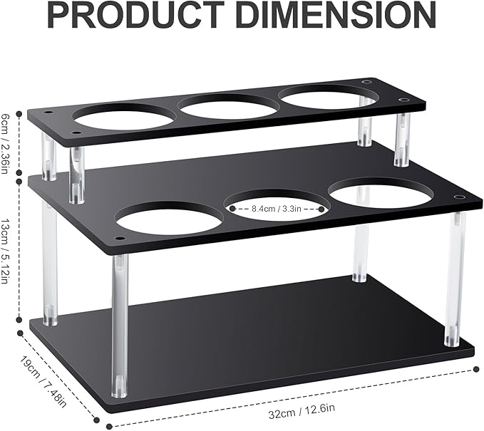 ODPEOZT Acrylic Coffee Syrup Organizer, 2 Tier Coffee Syrup Rack (6 Bottle Capacity), Syrup Bottle Holder Stand for Coffee Bar, Kitchen Countertop Syrups, Condiments and Wine (Black)
