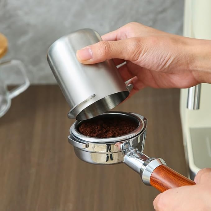 Startbuymore Espresso Coffee Dosing Cup 58mm Stainless Steel For Coffee Machines With Wide Mouth To Minimize Mess And Even Coffee Distribution(Retro color)