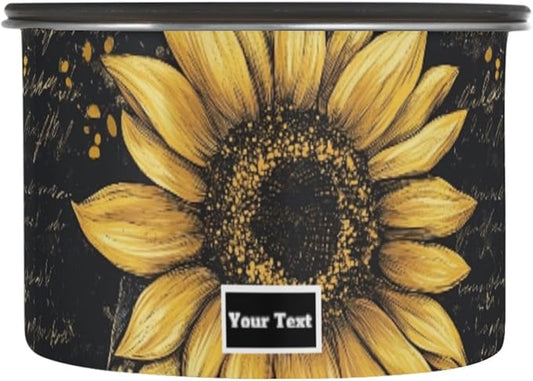 ALAZA Sunflower Vintage Kitten Cats Airtight Coffee Bean Canister Customed 900ml Food Storage Containers with Lids For Gournd, Tea, Sugar, Flour, Rice, Cereal, Candy Cookie Jar