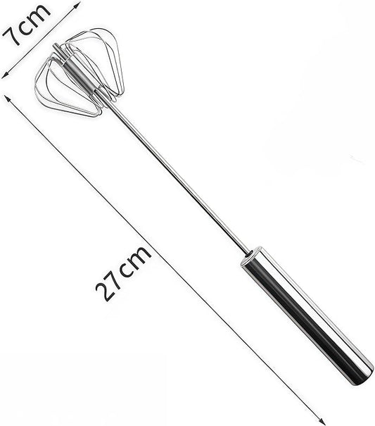 Stainless Steel Semi-Automatic Egg Beater, 2025 new hand push rotary mixer, Home Kitchen Manual Mixing Tool,used for making eggs, frothing, stirring, mixing, whipping, milkshakes, and more(7 * 30cm)