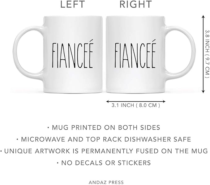 Andaz Press Simple Rustic Farmhouse Kitchen Decor 11oz. Ceramic Coffee Tea Mug Gift, Fianceé, 1-Pack, Birthday Christmas Gift Ideas for Family, Friends