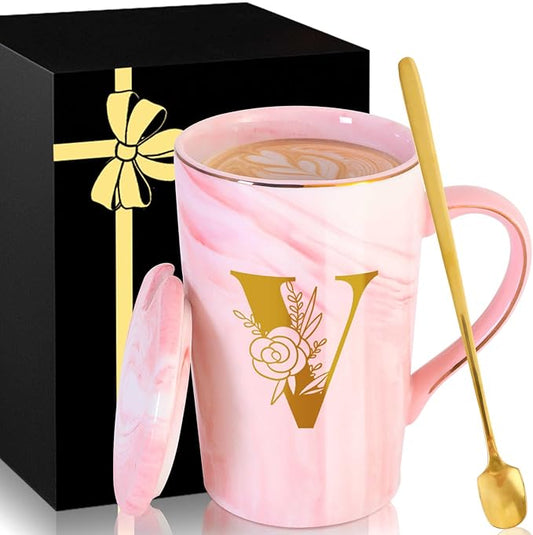 MNZZ Personalized Ceramic Coffee Mug with Lid Tea Cup Women Men Teacher Christmas Gifts Math Biology Piano Future Mentor Speech Substitute Ballet Drama Guitar Yoga Montessori Physics Chemistry Band,V
