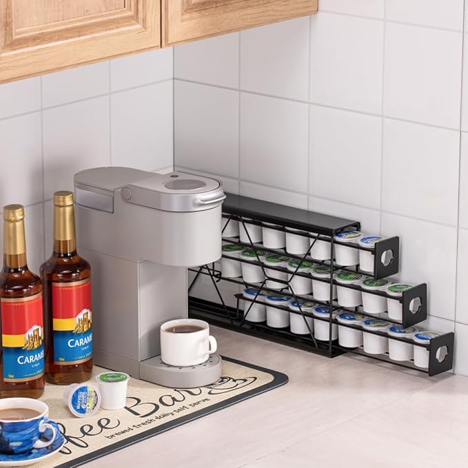 FlagShip K Cup Holder Drawer 3 Tier Coffee Pod Holder for K Pod Save Space Countertop Kitchen (24 Pods Capacity)