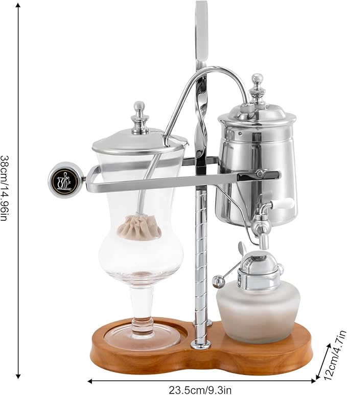 Vintage Siphon/Syphon Coffee Maker Belgian Belgium Coffee Brewer Tea Maker 400ml/ 15oz - Silver