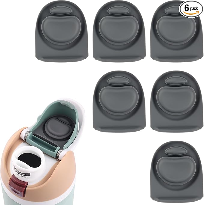 Joshey 6 Pack Rubber Seal Replacement Stopper, Compatible with Owala Freesip 24oz 32oz Water Bottle Spout Lid-Silicone Gasket Replacement Parts (Gray)