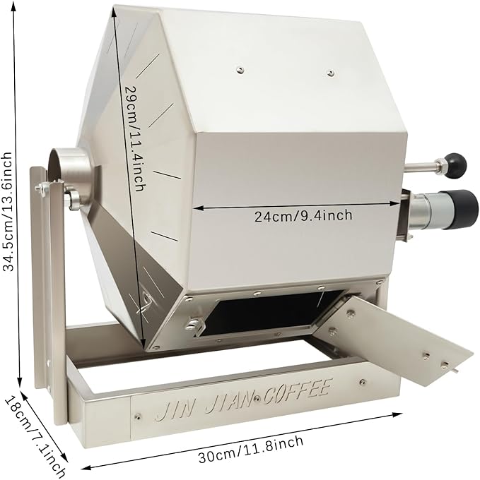 LXYIUTRW Bepritm Coffee Bean Roaster, 14.5L Stainless Steel Coffees Bean Baking Machine with Speed Controller Drum Type Coffee Beans Baker Peanut Roaster for Home/Commercial Use (14.5L)