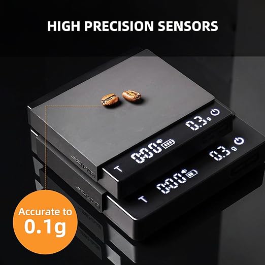 MHW-3BOMBER Mini Coffee Scale with Timer, 2kg/0.1g Rechargeable Espresso Scale,White Coffee Bean Scale with Manual/Smart Modes,Portable for Travel, ES6034W