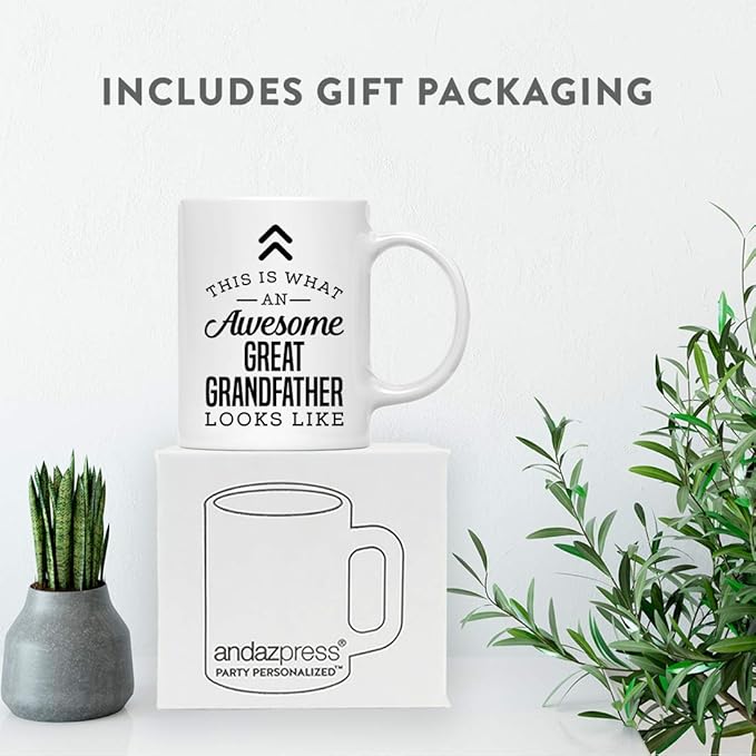 Andaz Press 11oz. Ceramic Coffee Tea Mug Thank You Gift, This is What an Awesome Great Grandfather Looks Like, 1-Pack, Birthday Christmas Gift Ideas Coworker Him Her, Includes Gift Box