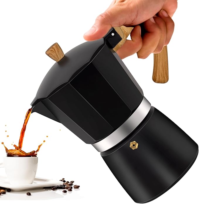 Vaolvpant 12 Cup Aluminum Moka Pot Classic Stovetop Espresso Coffee Maker 600ml 20oz Coffeemaker Percolator Mocha Pot Greca Coffee Maker Cafe Makers for Italian and Cuban Café Brewing Black