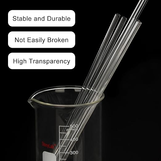 stonylab Glass Stirring Rods, 9.84 Inch Long Borosilicate Glass Rods Stirrers Sticks with Rounded Ends Solid Glass Stick for Lab Kitchen Science, 8-Pack