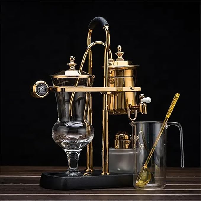 Siphon Coffee Maker, 3-5 Cups Detachable Siphon Coffee Brewer, 304 Stainless Steel Mesh and High Borosilicate Heat-Resistant Glass, Double Ridged Fulcrum with Tee Handle for Coffee, Tea