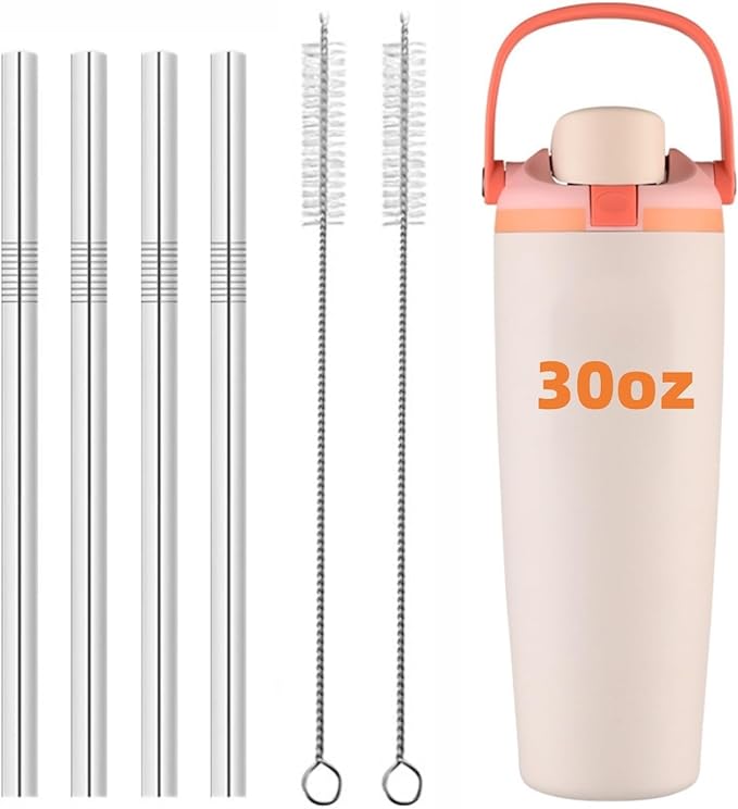 Metal Straw Replacement Compatible With Owala FreeSip Sway 30oz Water Bottle，Reusable Stainless Steel Straws Fit for Owala Water Bottles