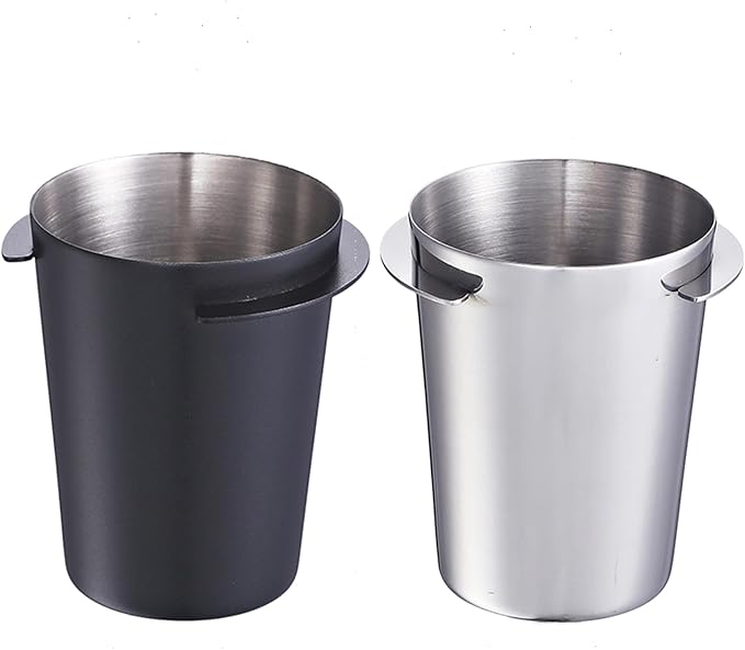 2 Pack Dosing Cup, 50ml 58mm Stainless Steel Hands Coffee Dosing Cup for Portafilter Espresso Coffee Machine Accessories, Milk Tea Coffee Powder Feeder Powder Cups Part tool
