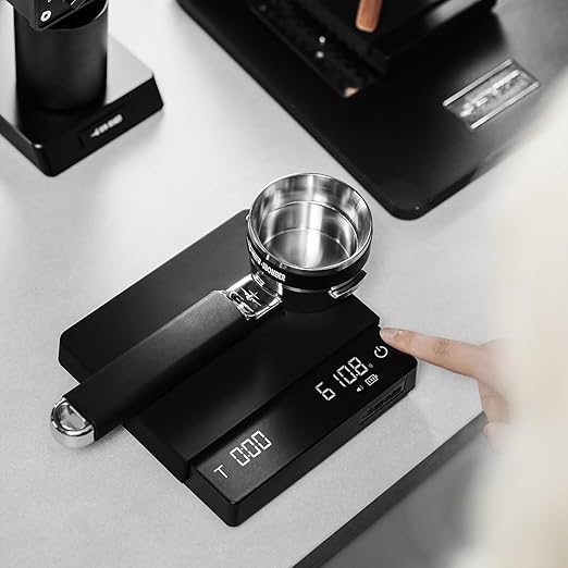 MHW-3BOMBER Extra-Large Coffee Scale with Timer, 5.9 * 5.9in, Digital Pour-Over Scale with Flow Rate, 2kg/0.1g Espresso Scale, 3-Brew Mode, Rechargeable Coffee Bean Weight Scale,Black,ES5663