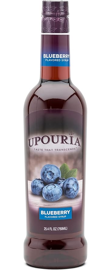 Upouria Blueberry Syrup Flavoring, 100% Vegan, Gluten-Free, Kosher, 750ml bottle (Pack of 2) with 1 Syrup Pump