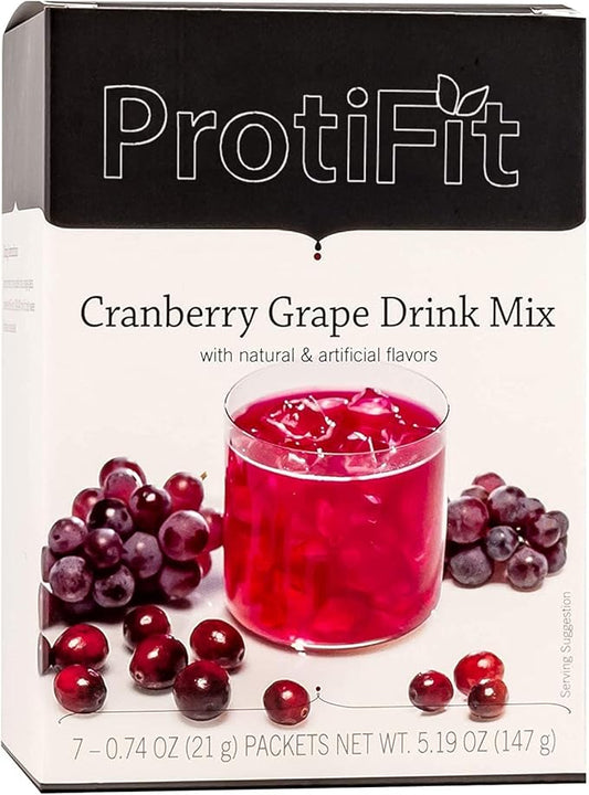 ProtiFit - High Protein Fruit Flavored Powder Drink Mix, 15g Protein, Low Calorie, Sugar Free, Ideal Protein Compatible, 7 Servings Per Box (Cranberry Grape)