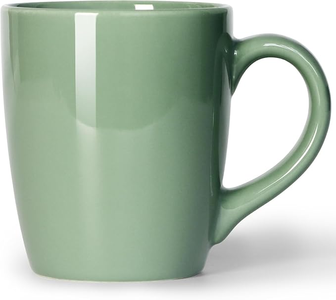 Smilatte 20 OZ Large Coffee Mug, Nice Ceramic Boss Tea Cup with Big Handle for Dad Men Women, Unique Style For Any Kitchen, Pure Green