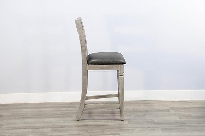 Alpine Bar Seat, Ladderback Barstool,Cushion Seat,30''(Alpine Grey Finish)