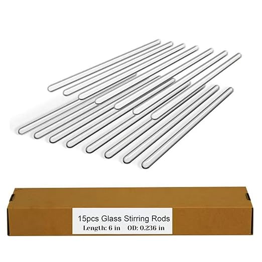 15 Pack Glass Stirring Rods: Diameter 6mm Length 6 inch Glass Stir Sticks, Borosilicate Glass Stirring Rod for Mixing Lab