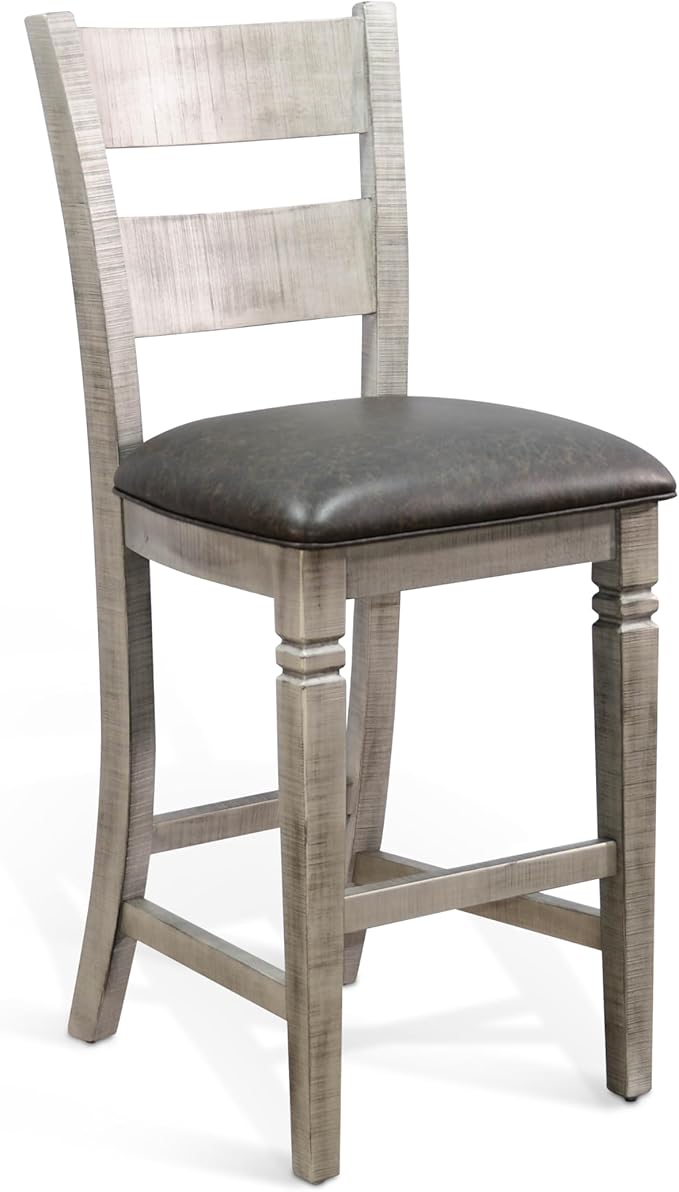 80 - Inch Alpine Bar Cabinet, 3-Tier Home Bar Cabinet (Alpine Grey Finish, W/ 2 Seat)