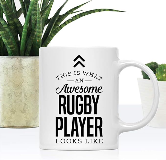 Andaz Press 11oz. Ceramic Coffee Tea Mug Thank You Gift, This is What an Awesome Rugby Player Looks Like, 1-Pack, Birthday Christmas Gift Ideas Coworker Him Her, Includes Gift Box