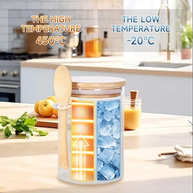 Airtight Food Storage Containers with Bamboo Lids and Spoon for Coffee Beans, Flour, Cookie, Sugar, Tea, Nuts and Spice Bath salt and more(4 Pack)
