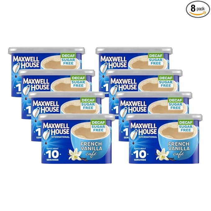 Maxwell House International Cafe Decaffeinated Sugar Free French Vanilla, 4 OZ (Pack of 8)