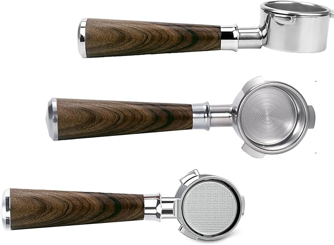 54mm Bottomless Portafilter for BES870/878/880, Barista Express/Pro/Touch | Solid 304 Stainless Steel & Ergonomic Ebony Handle | Includes 18g Basket