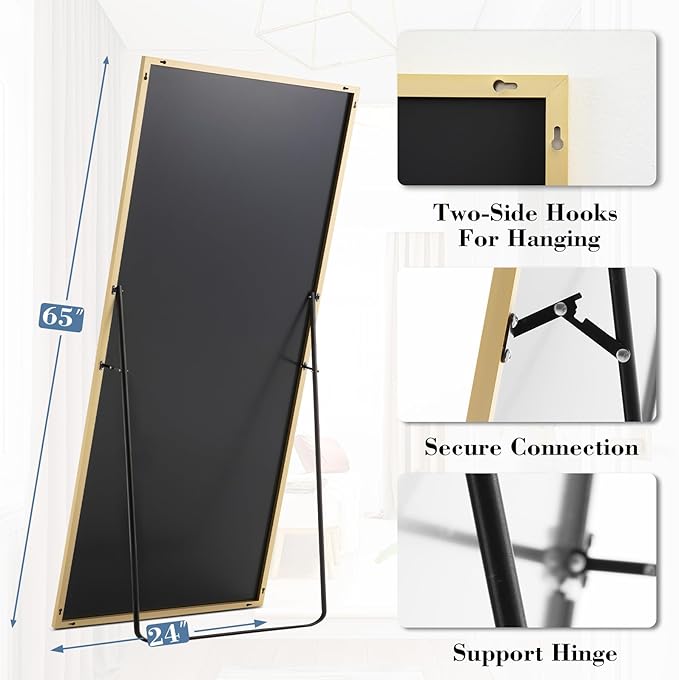 NEWBULIG Full Length Mirror, Upgraded Body Wall Mirrors with Shatter-Proof Glass, Floor Standing Mirror, Home Wall Decor