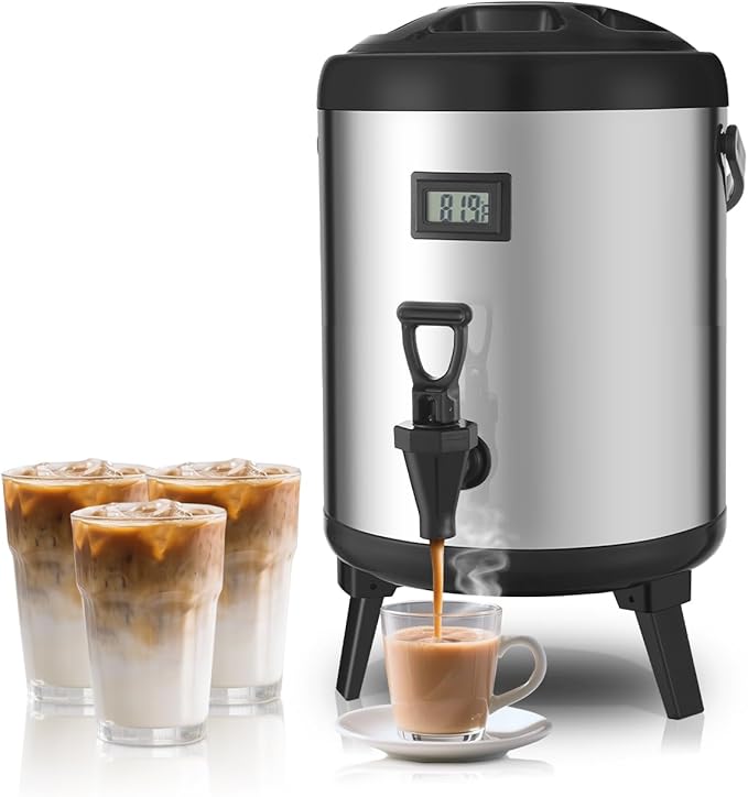 Insulated Beverage Dispenser with Spigot,2.2 Gallon/8L Coffee and Drink Server,Non-electric Thermal Hot and Cold Beverage Dispenser for Juice Chocolate Tea Milk