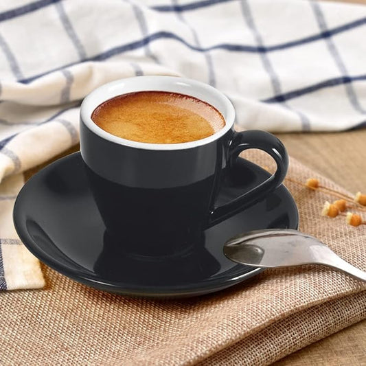 ionEgg Porcelain Espresso Cup with Saucer, Espresso shot Cup, 80ml/2.7Oz, Black…