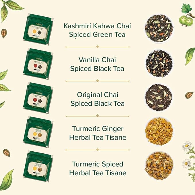 VAHDAM, Assorted Chai Teas Loose Leaf Tea Gift Set (10 Flavor, 50+ Servings) Valentines Day Gifts for Him & Her | Indian Exotic Chai Tea Blends | Resealable Ziplock Pouch