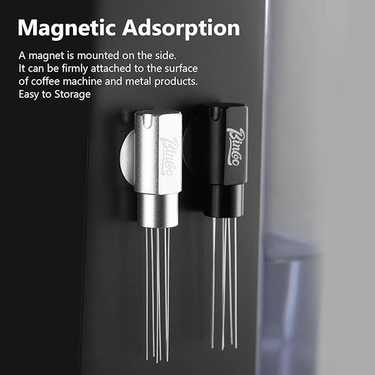 WDT Tool with Strong Magnetic - WDT Espresso Distribution Tool with 6 Stainless Steel Needles,Coffee Stirrer Tool for Barista (Black)
