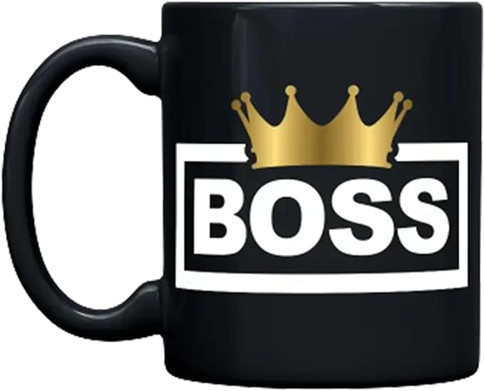 THE CEO Stylish Coffee Mug for Coffee Lovers - Premium Boss Mug with Gloss Finish - Premium Ceramic, Microwave Safe, 11oz Gift Mugs - Boss Crown (Black)