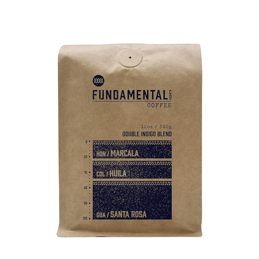 Double Indigo Blend - Roasted by Fundamental Coffee Company - Whole Bean Coffee - 12 Ounce Bag