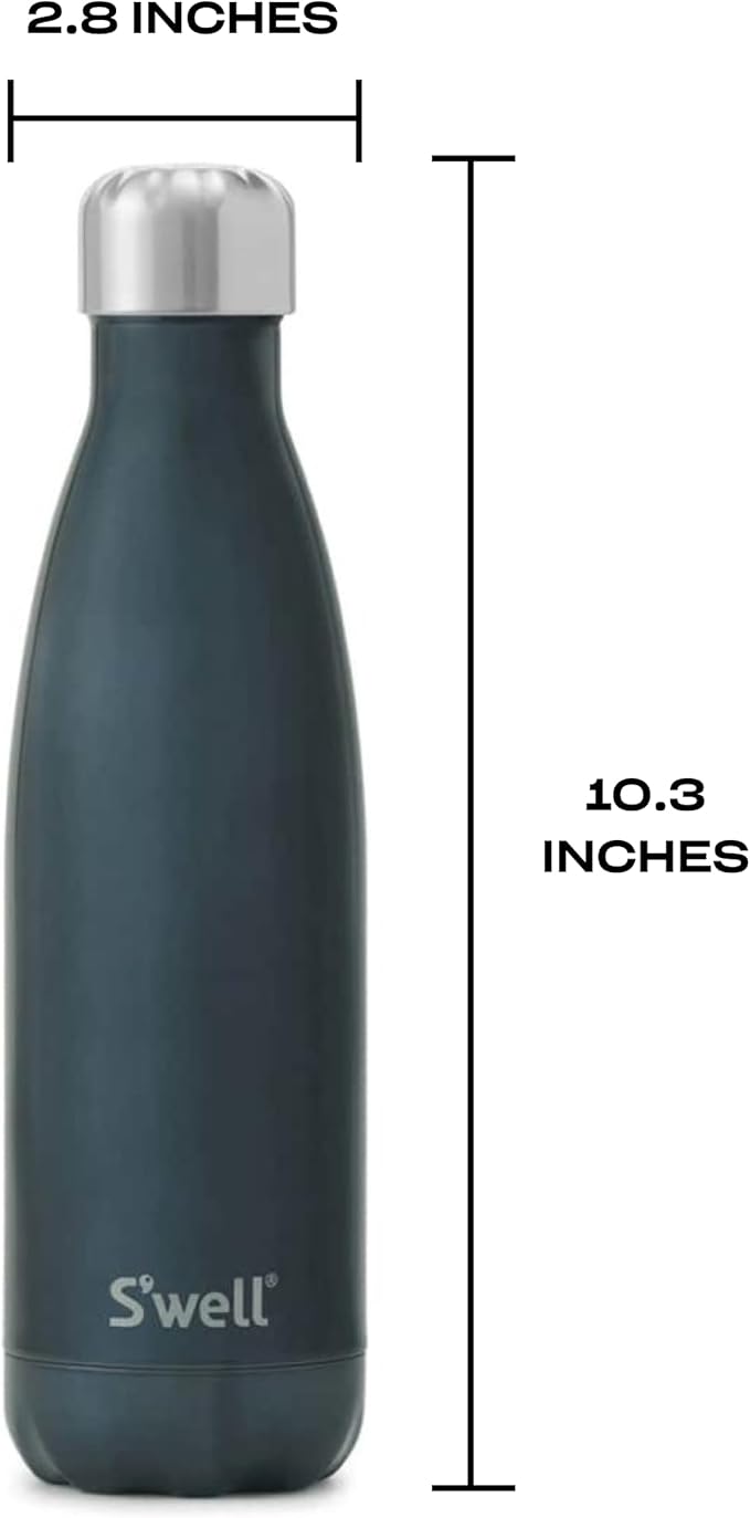 S'well Stainless Steel Water Bottle, 17oz, Blue Suede, Triple-Layered Vacuum Insulated Containers Keeps Drinks Cold for 36 Hours and Hot for 18, BPA Free, Perfect for On the Go