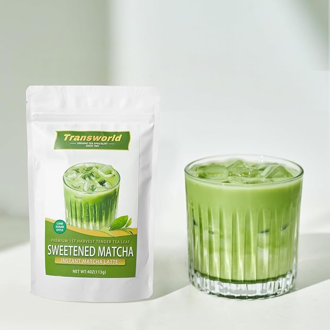 Sweetened Matcha Green Tea Powder Sweet Powder Instant Matcha Latte Blend 100% Pure Premium Matcha for Latte 4oz(113g) Jiuyu
