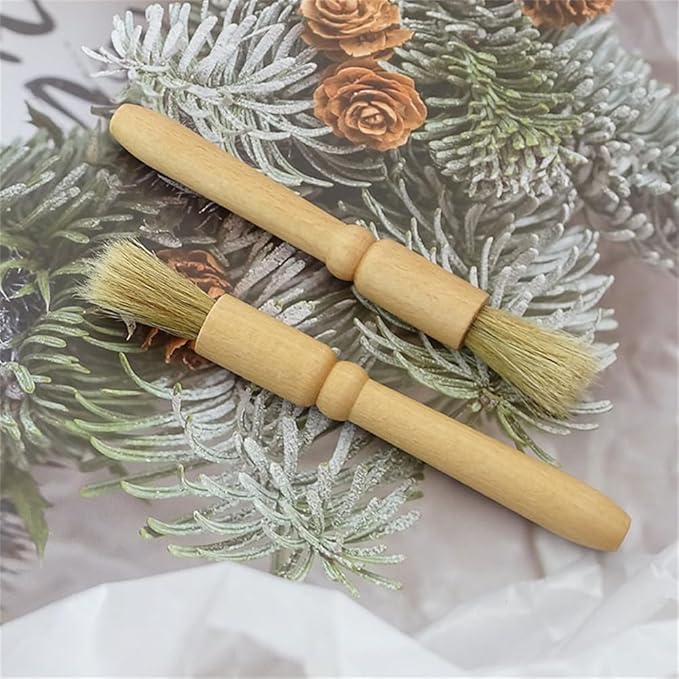 Coffee Grinder Cleaning Brush 2Pcs, Wood Handle & Natural Bristles Wood Dusting Espresso Brush Accessories for Bean Grain Coffee Tool Barista Home Kitchen
